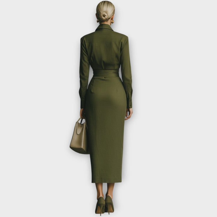 Sophisticated Wrap-Shirt Midi Dress