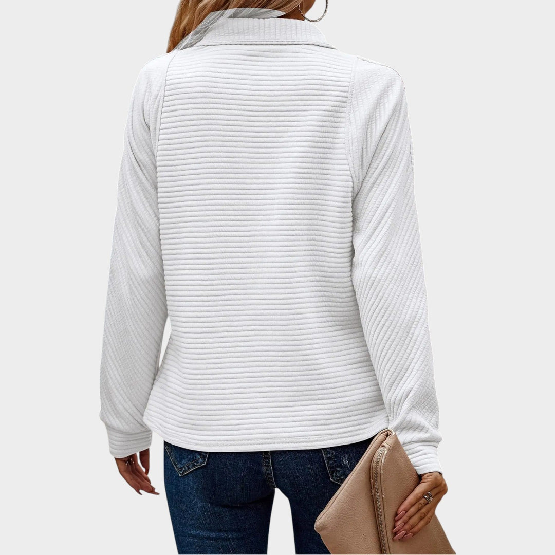 Women's Quarter Zip Ribbed Knit Sweater