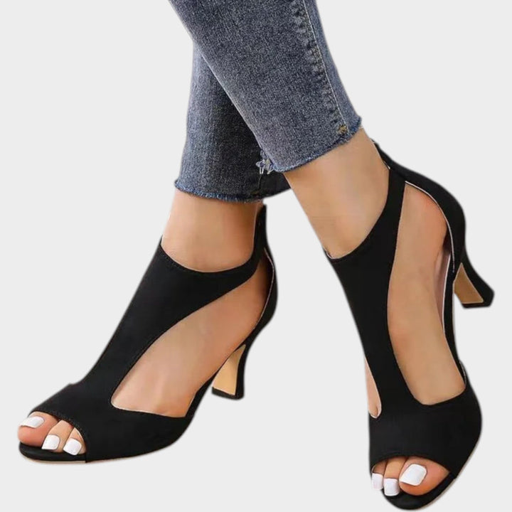 Elegant Open-Toe Cutout Heels