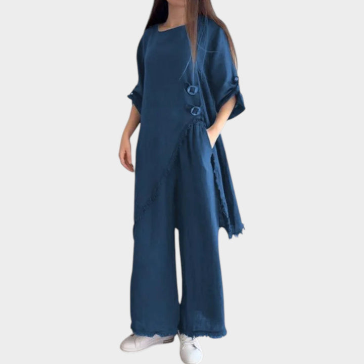 Asymmetric Linen Two-Piece Set