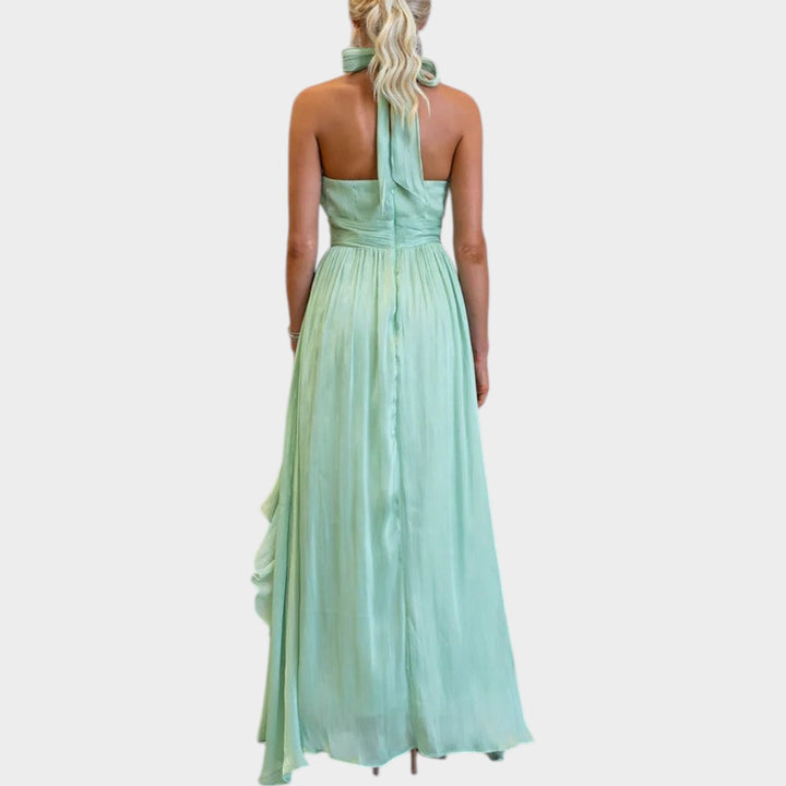 Elegant Ruffle Halter Maxi Dress
