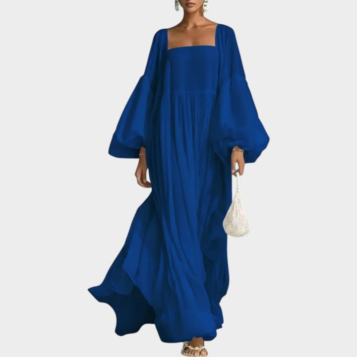 Flowy Balloon‑Sleeve Maxi Dress