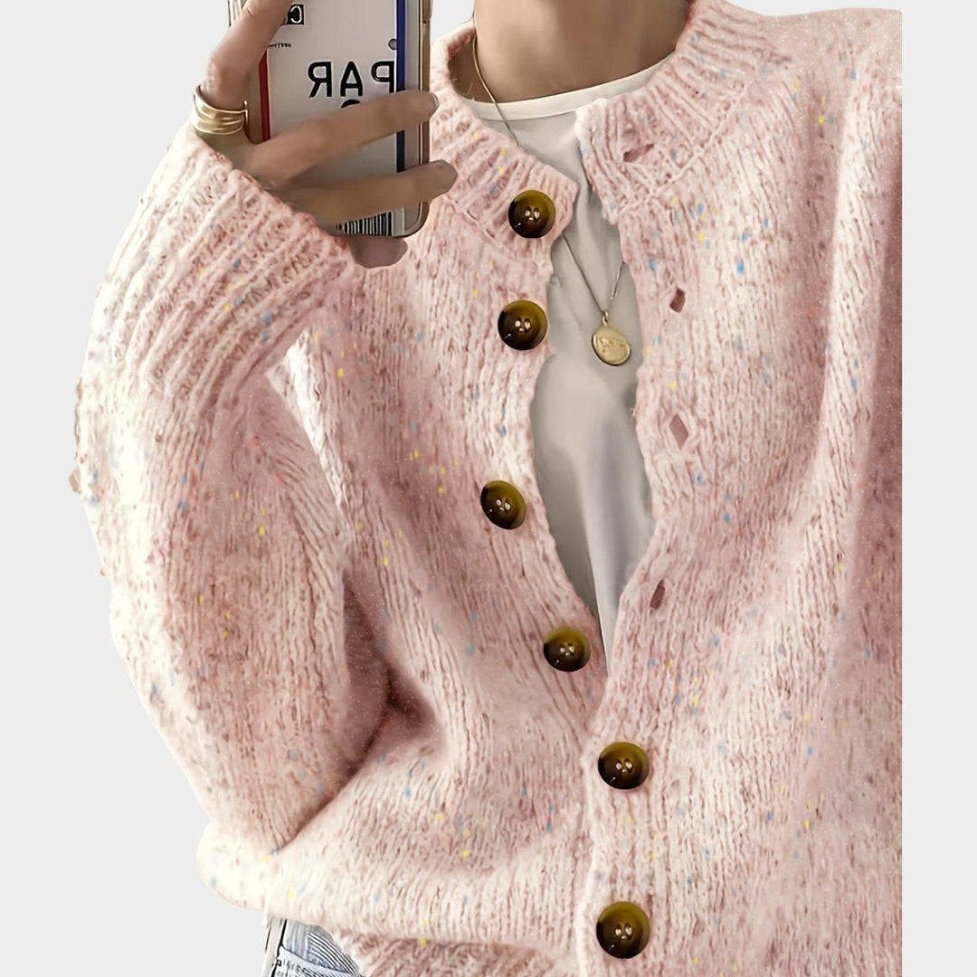 Women's Knit Cardigan Colorful Button Front