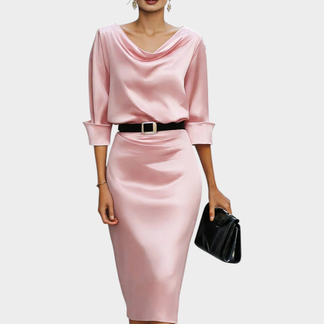 Luxe Satin Belted Midi Dress