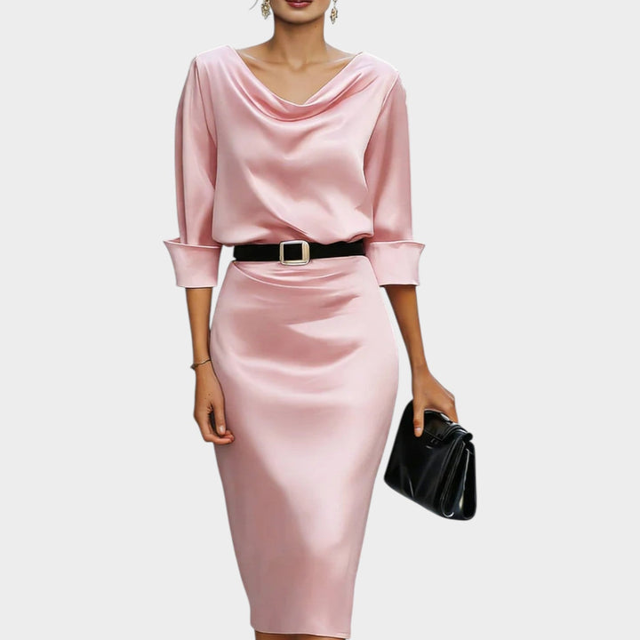 Luxe Satin Belted Midi Dress