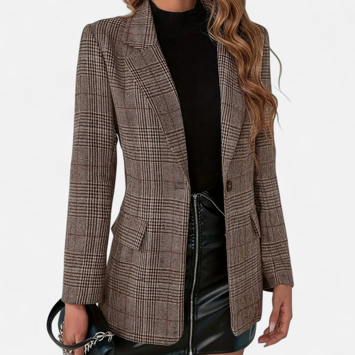 Women's Classic Tailored Plaid Blazer