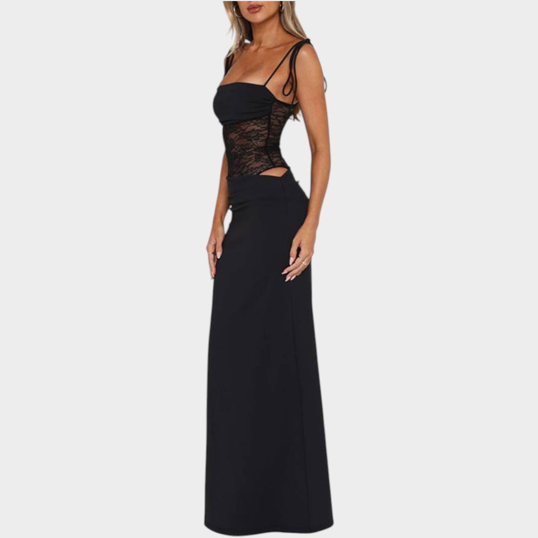 Lace Panel Bodycon Maxi Dress