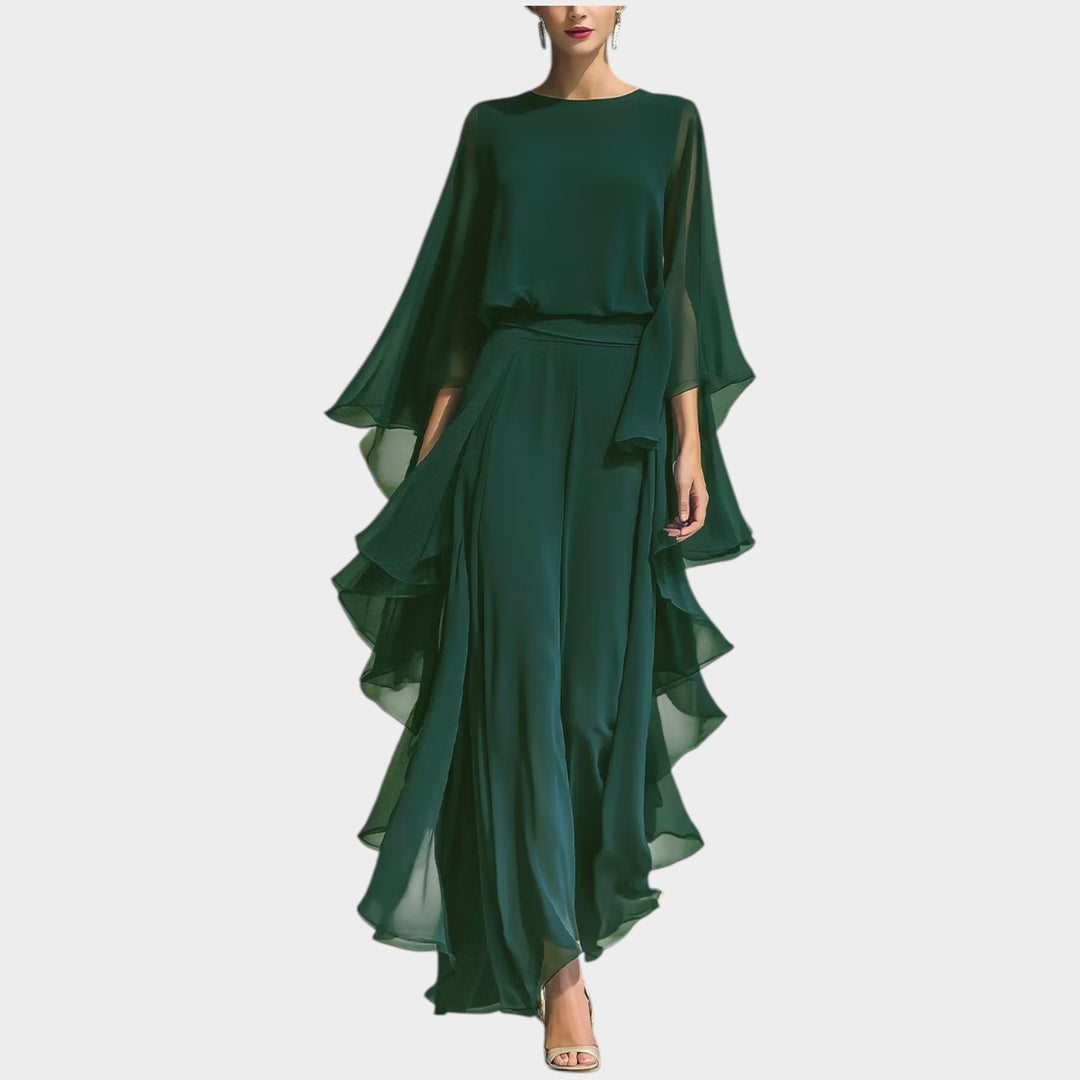 Flowing Ruffle Evening Jumpsuit