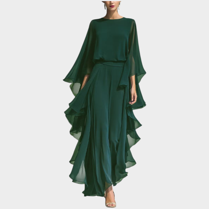 Flowing Ruffle Evening Jumpsuit