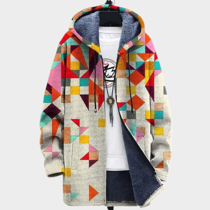 Women’s Fleece Jacket Retro Print Casual Style