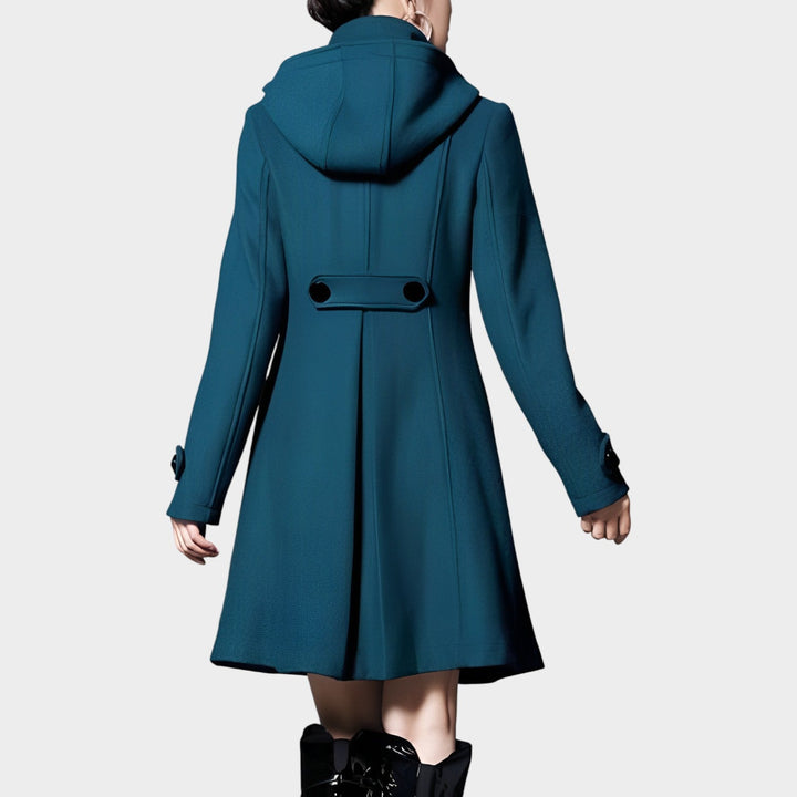 Women's Hooded A-Line Coat Double Breasted Button Front