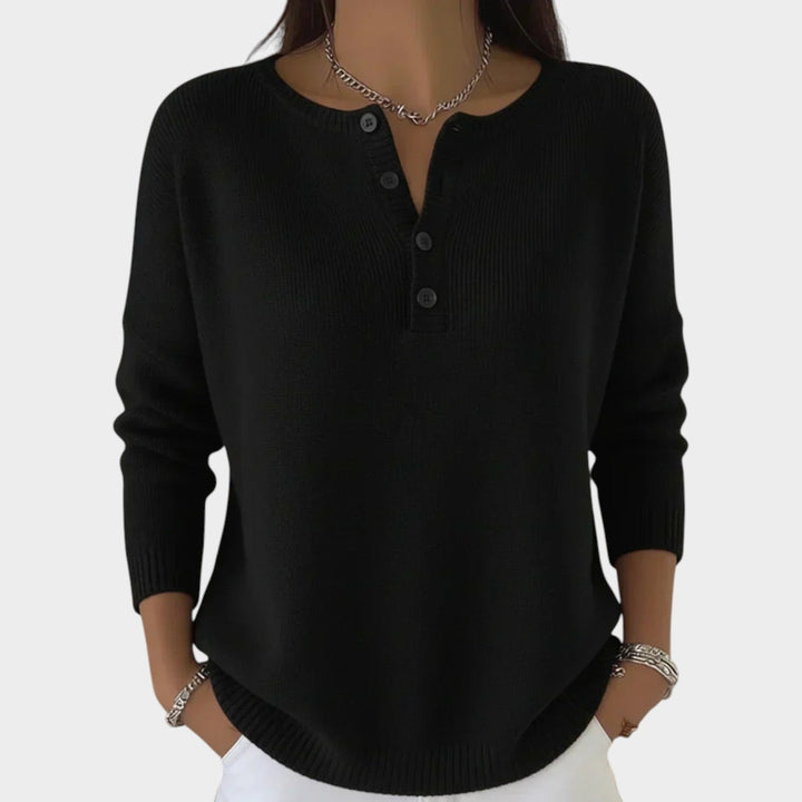 Women's Knit Sweater Henley Button Front