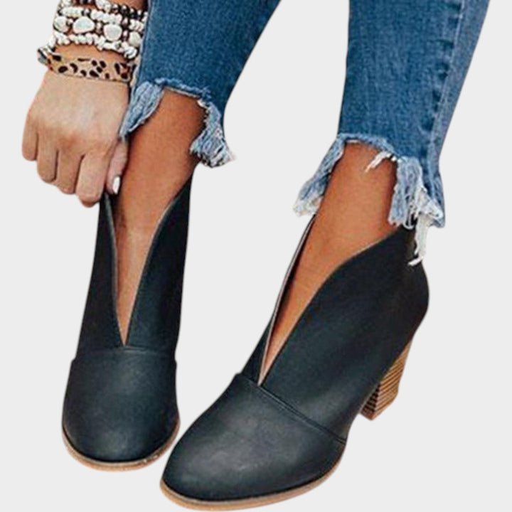 Women's Suede Ankle Boots Chic Block Heel Pointed Toe