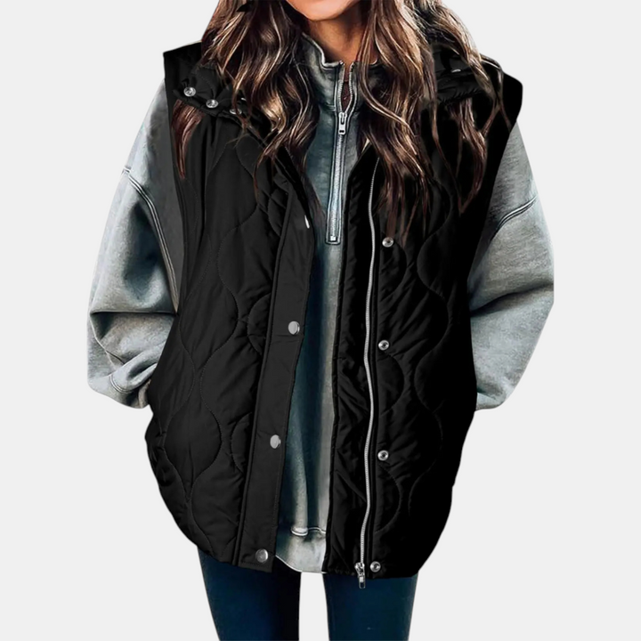 Women’s Sleeveless Jacket Button Front with Practical Pockets