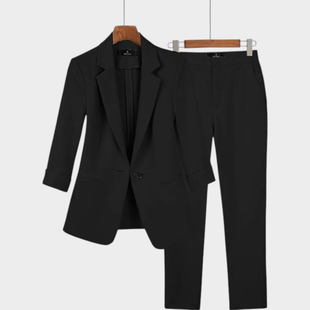 Women's Minimalist Tailored Two-Piece Suit Set