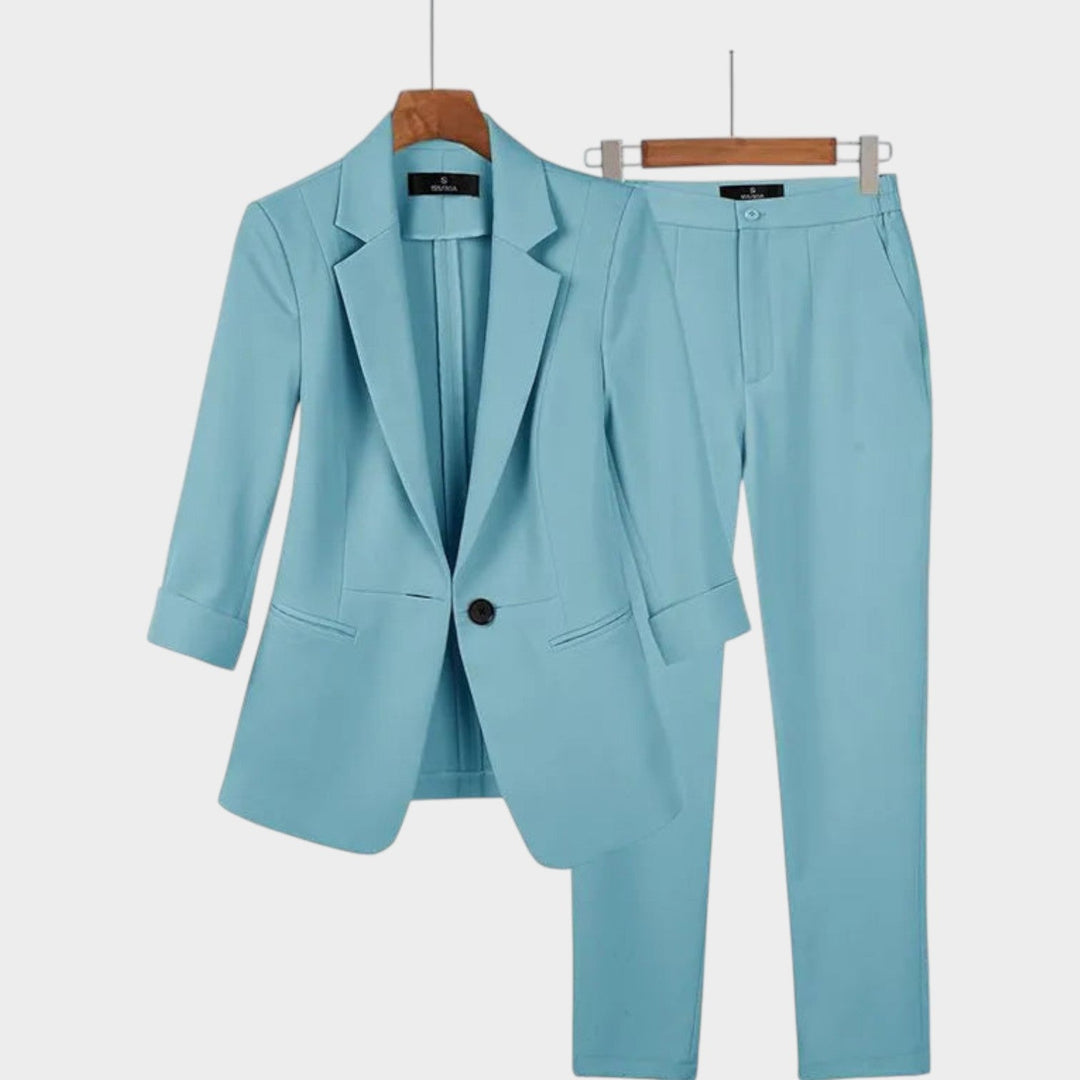 Women's Minimalist Tailored Two-Piece Suit Set
