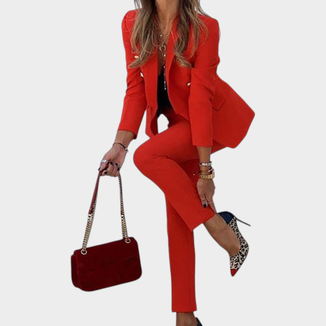 Women's Chic Blazer and Trouser Suit Set