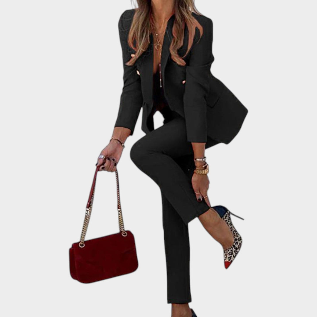 Women's Chic Blazer and Trouser Suit Set