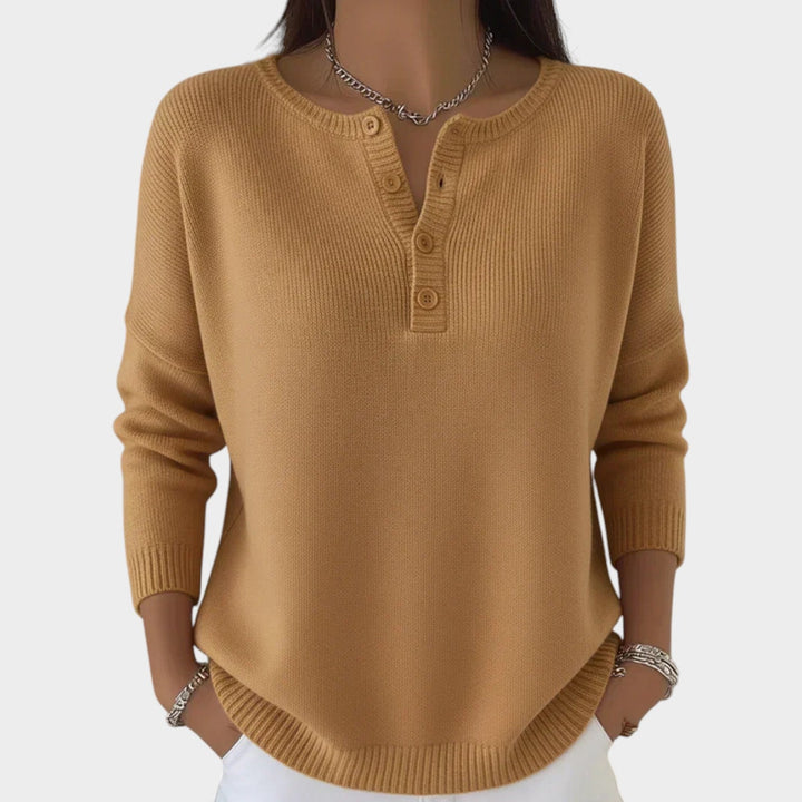 Women's Knit Sweater Henley Button Front