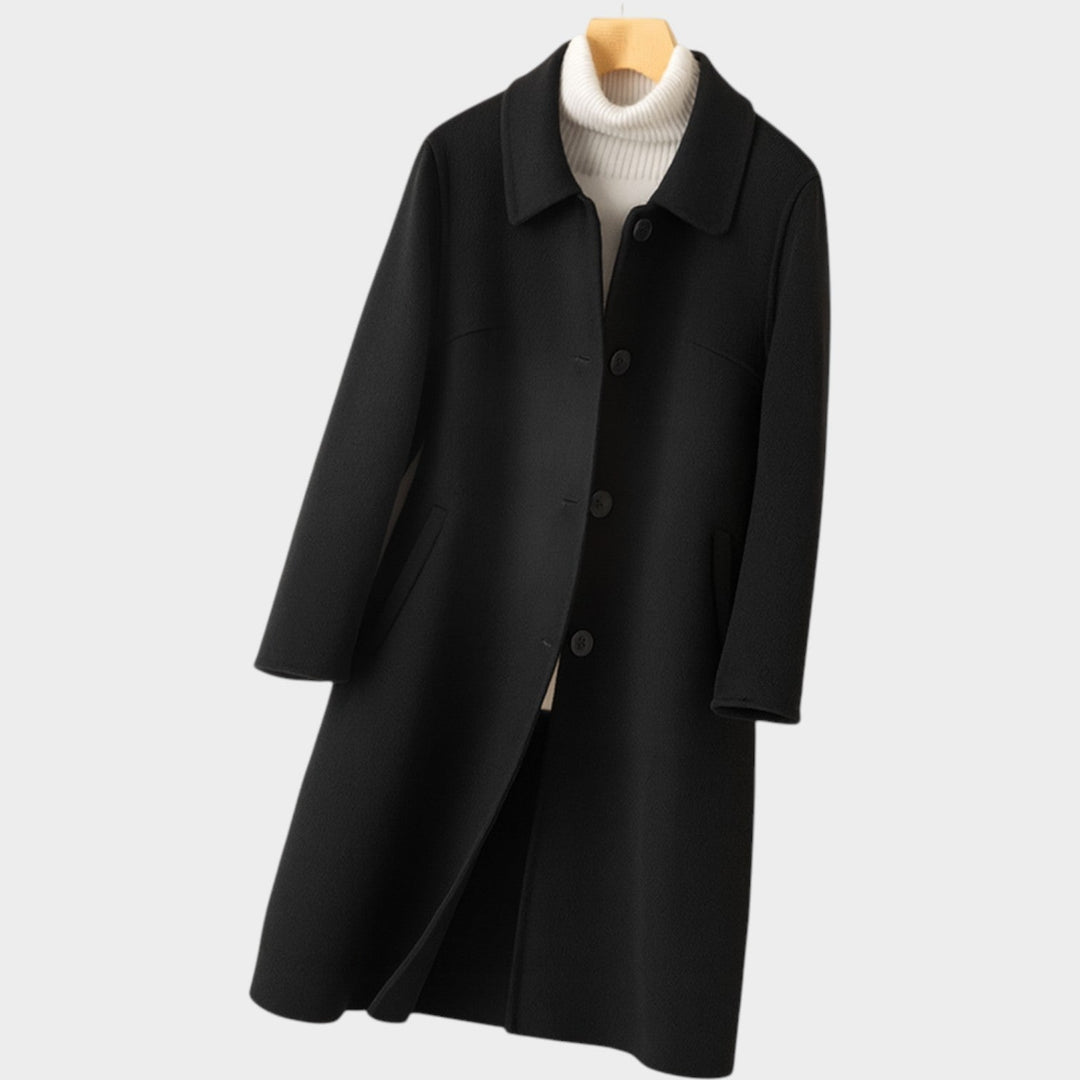 Women's Warm Wool Coat Long Line Button Front