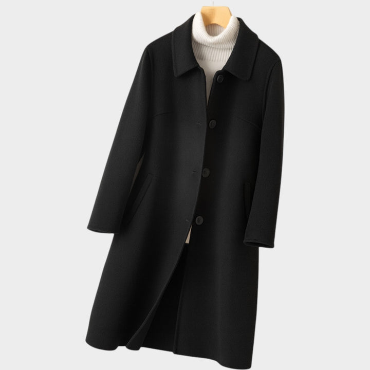 Women's Warm Wool Coat Long Line Button Front