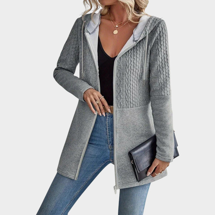 Women's Long  Zip Knit Hoodie Cardigan