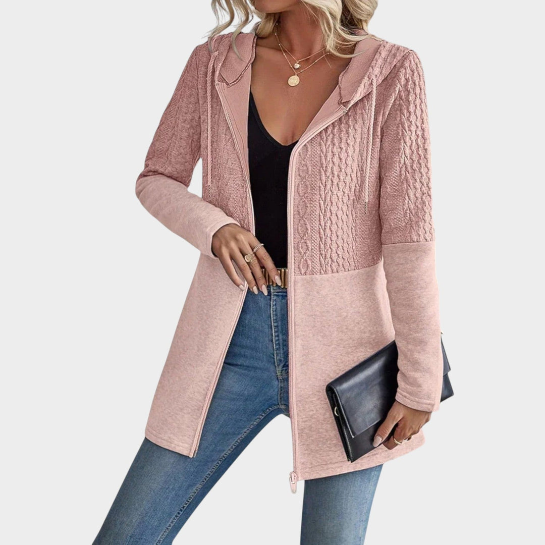 Women's Long  Zip Knit Hoodie Cardigan