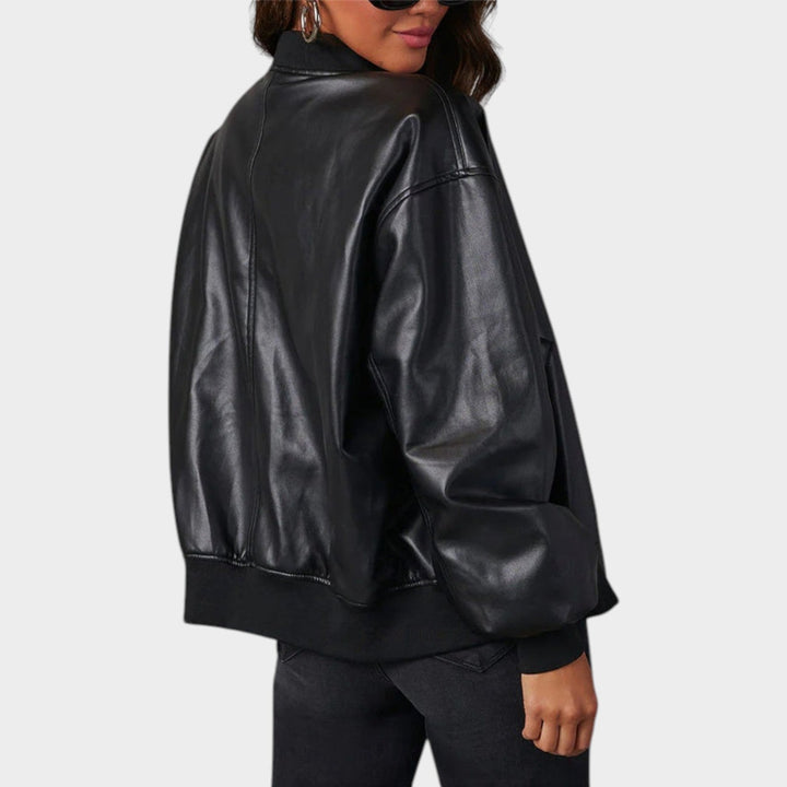 Women's Bomber Jacket Casual Relaxed Fit Zip-Up