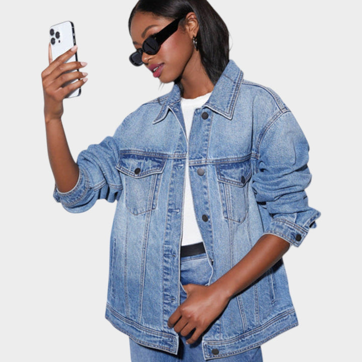 Women’s Denim Jacket Casual Oversized Button Front