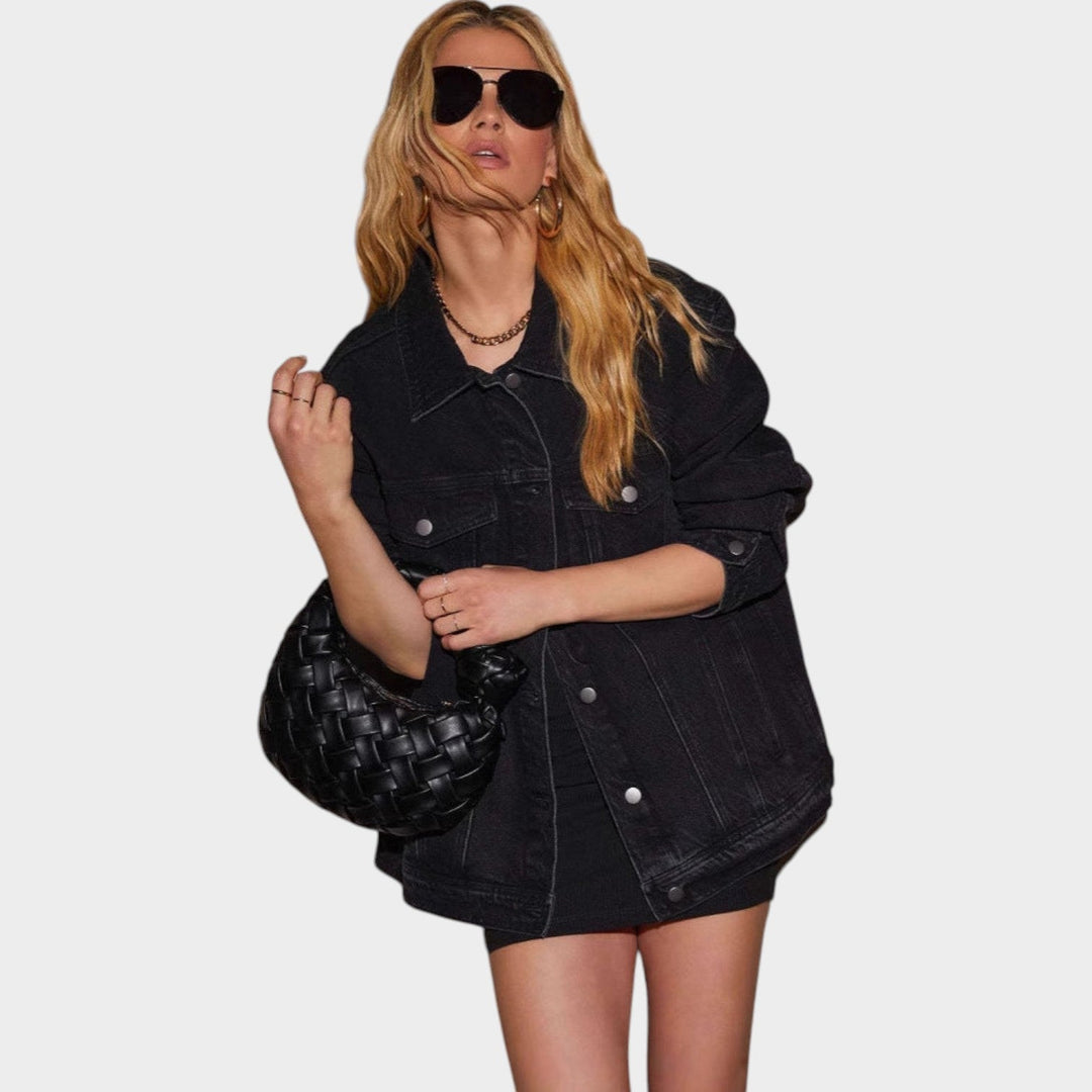 Women’s Denim Jacket Casual Oversized Button Front