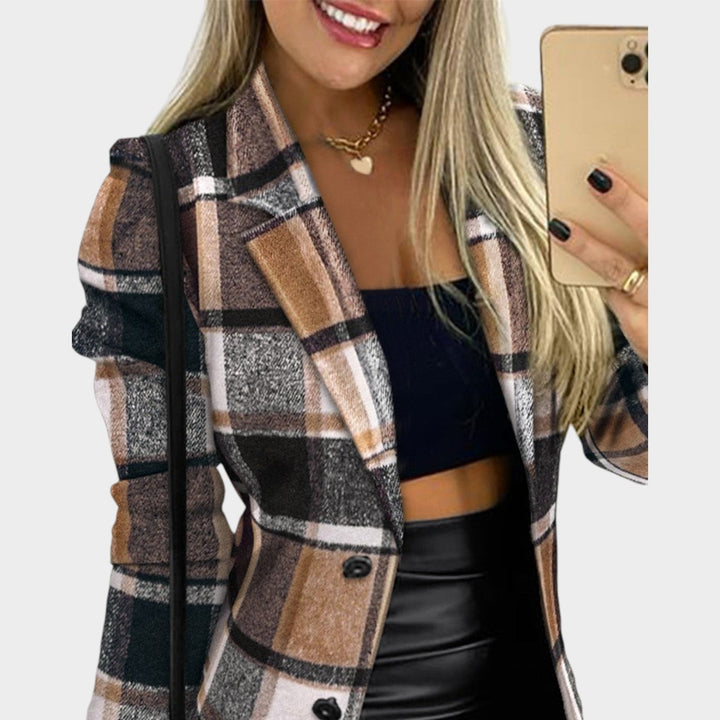 Women's Tailored Plaid Longline Blazer