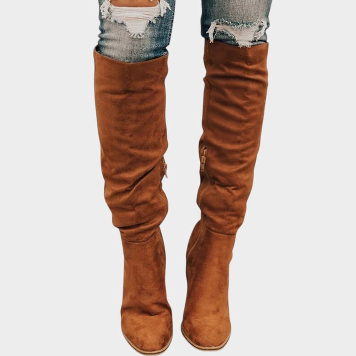 Women’s Knee High Boots Casual Suede Block Heel