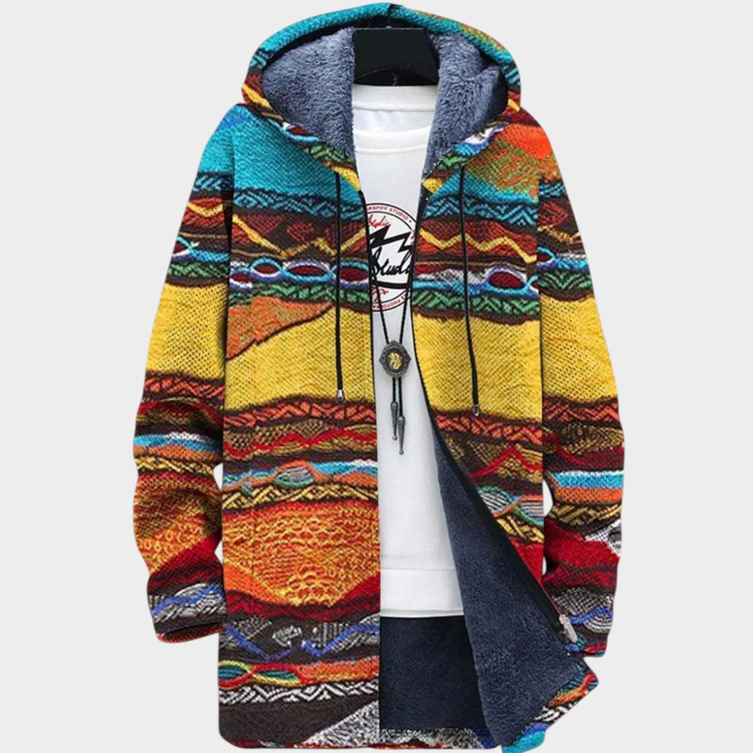 Women’s Fleece Jacket Bohemian Art Pattern Relaxed Fit