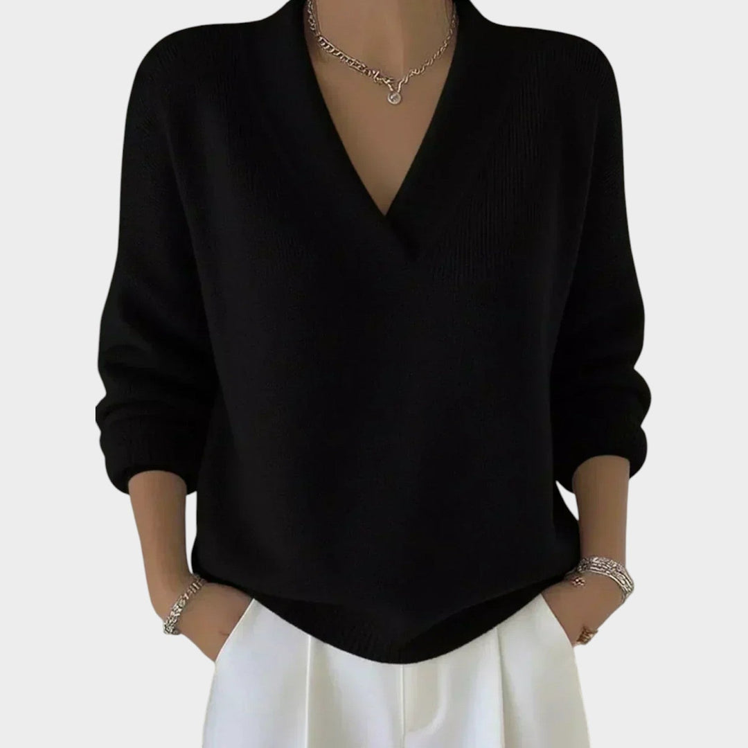 Women's Knit Sweater V-Neck Soft Texture