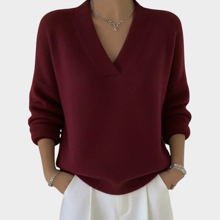 Women's Knit Sweater V-Neck Soft Texture