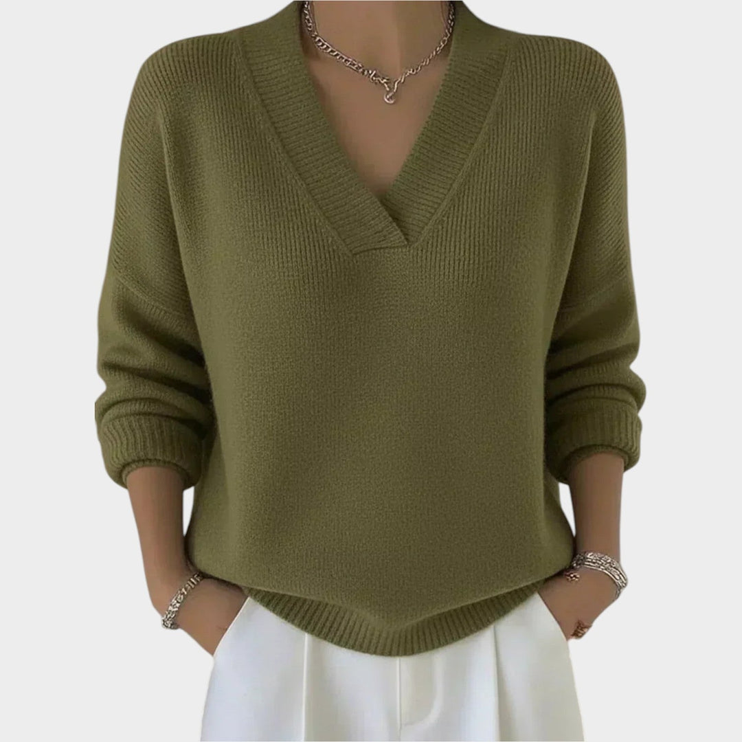 Women's Knit Sweater V-Neck Soft Texture