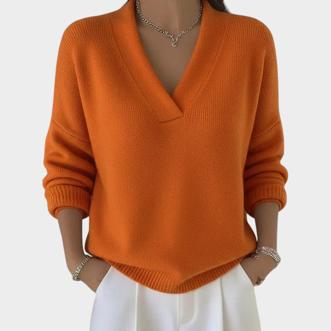 Women's Knit Sweater V-Neck Soft Texture