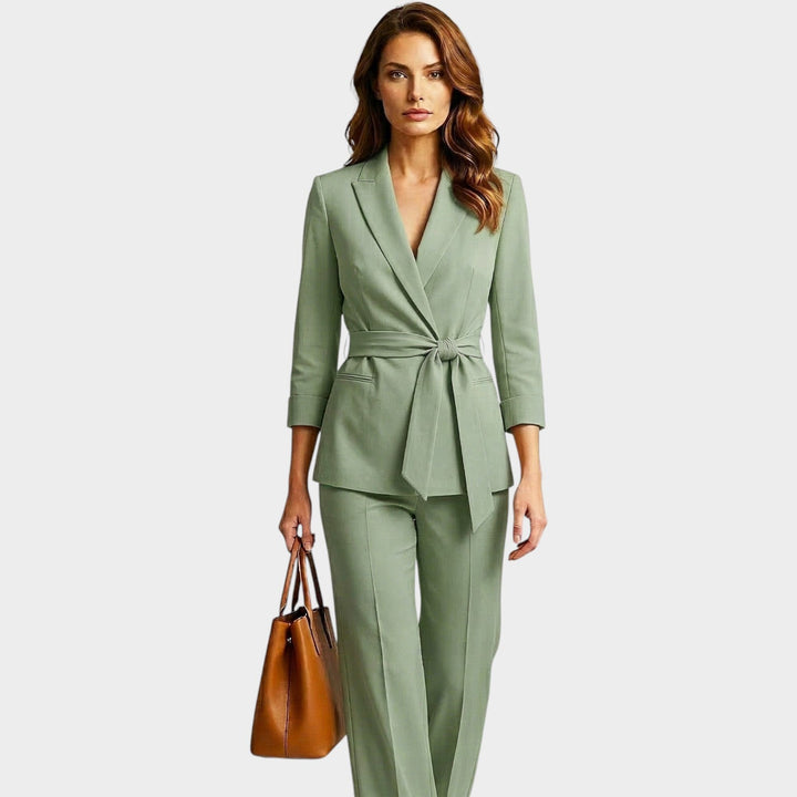 Tailored Belted Blazer Pants Set