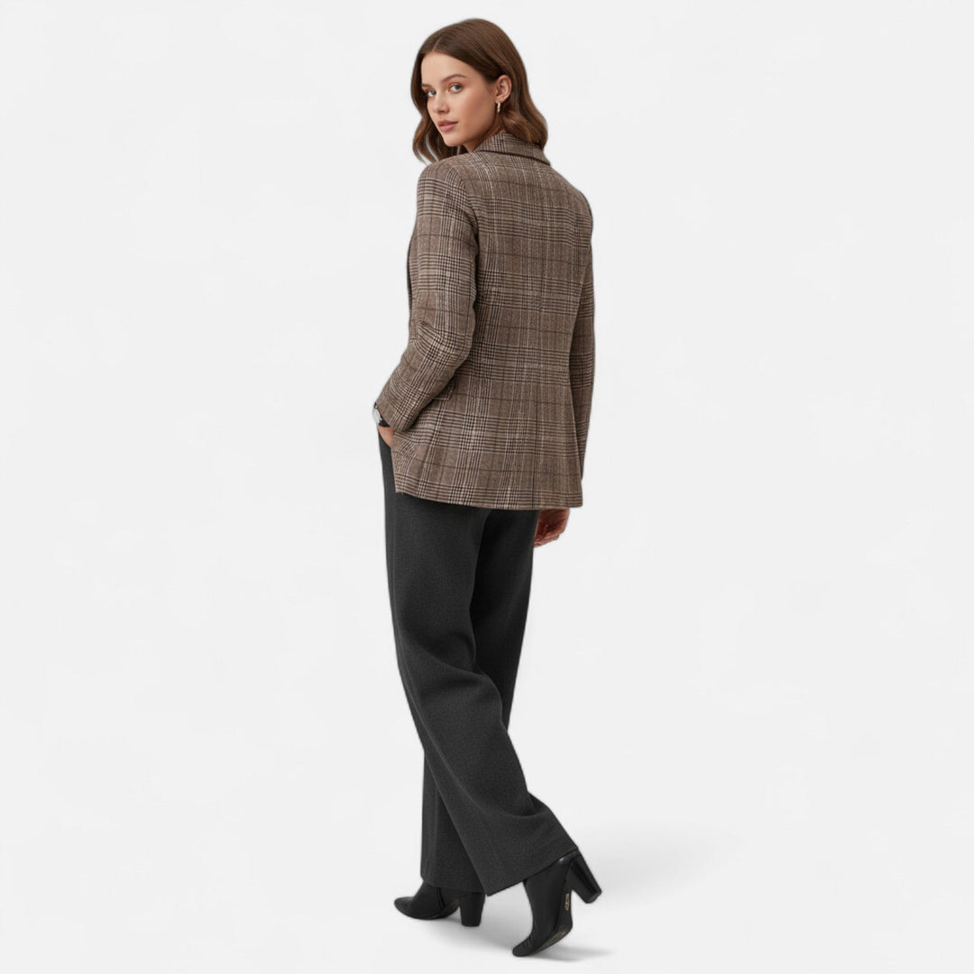 Women's Classic Tailored Plaid Blazer
