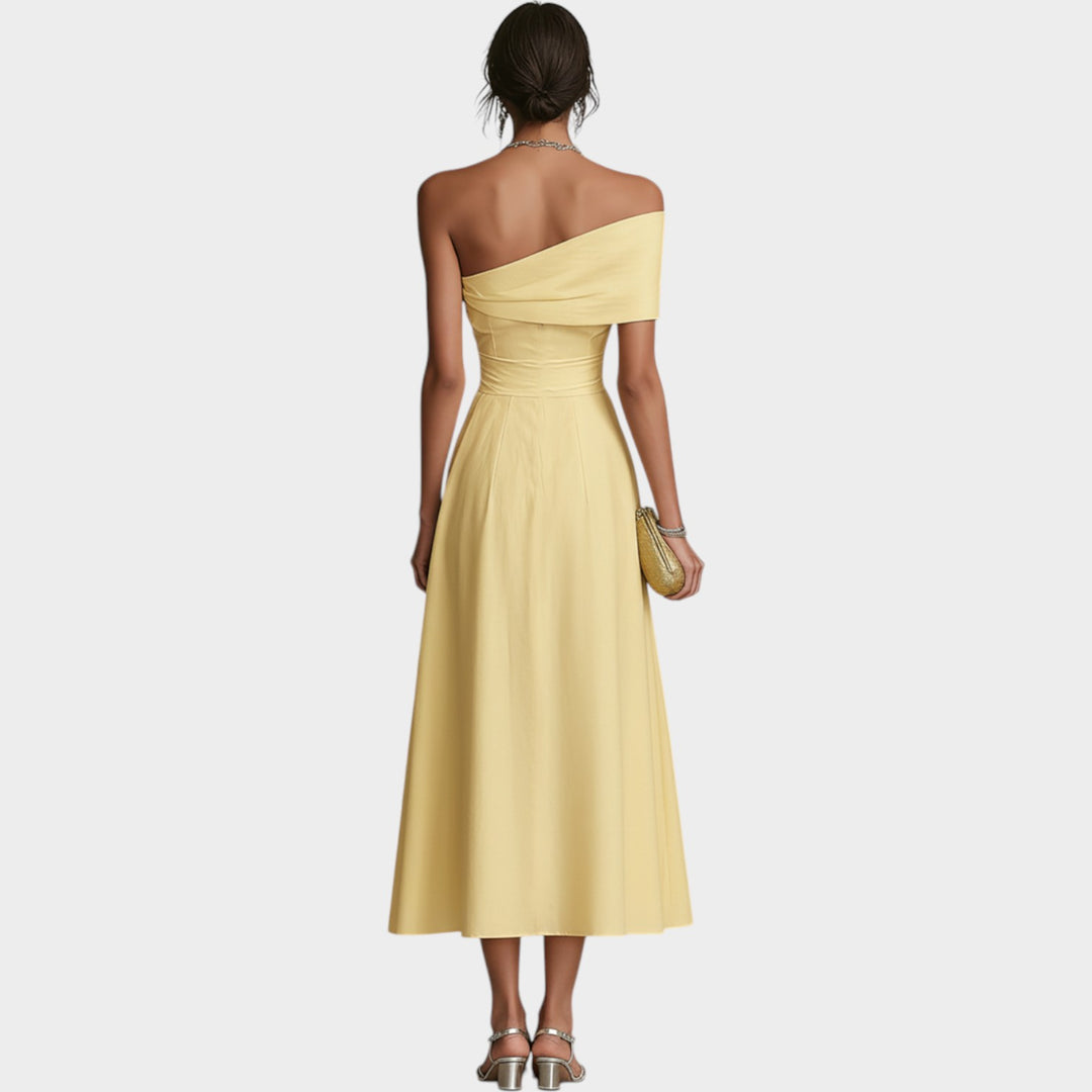 One-Shoulder Flowy Evening Dress