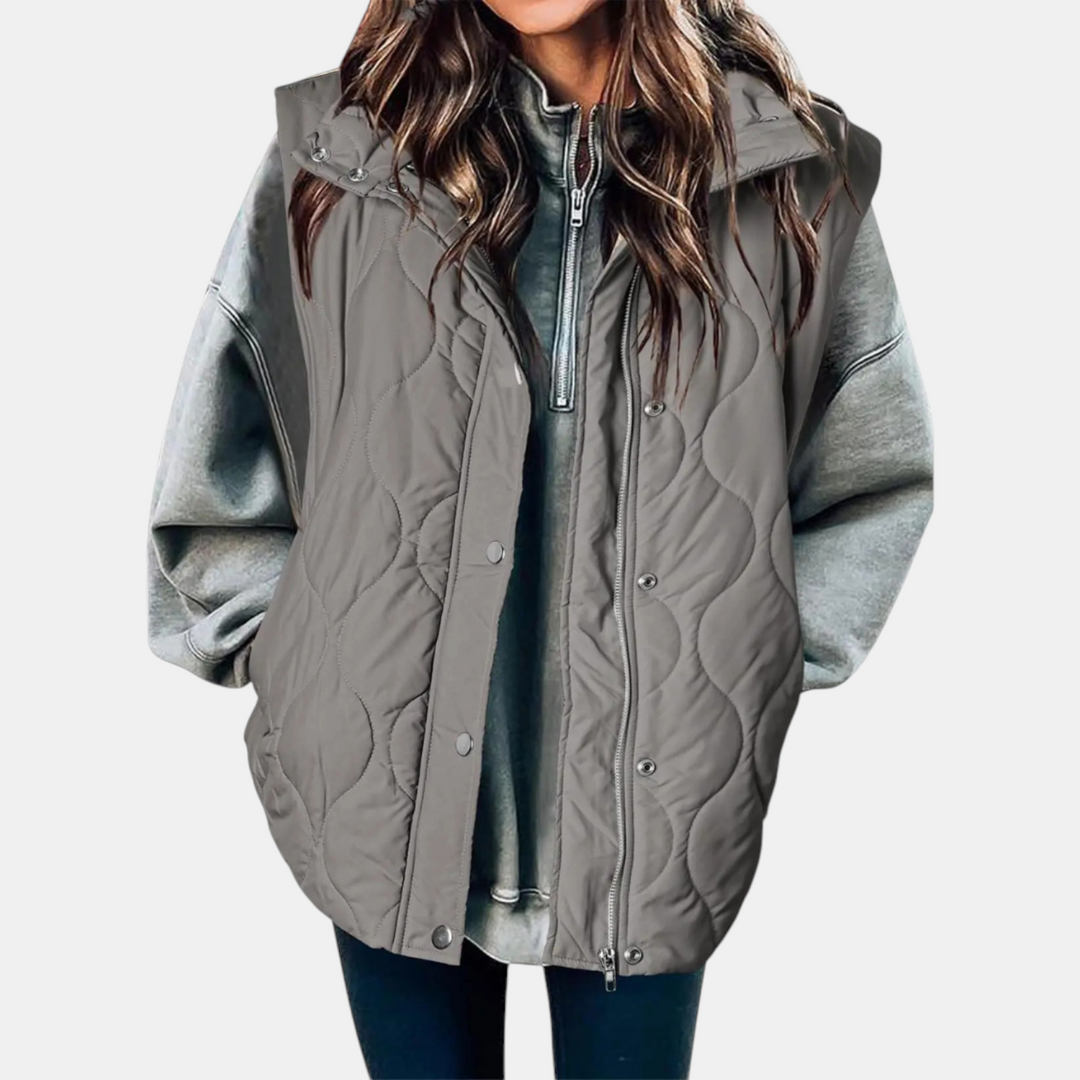 Women’s Sleeveless Jacket Button Front with Practical Pockets