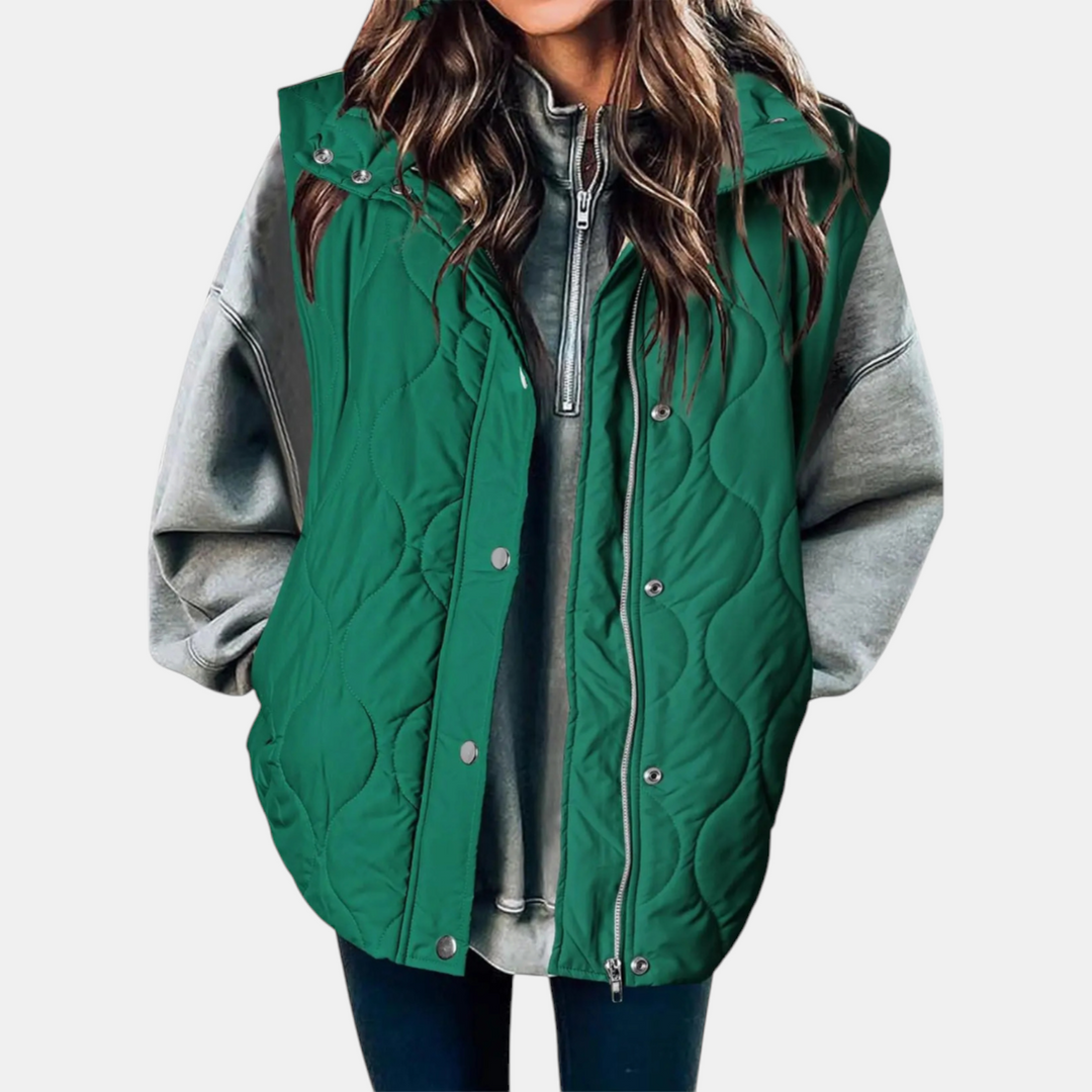 Women’s Sleeveless Jacket Button Front with Practical Pockets