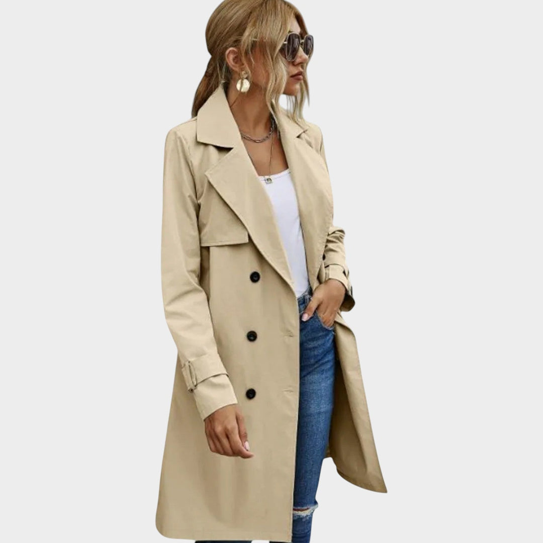 Women's Trench Coat Double Breasted Lapel Collar