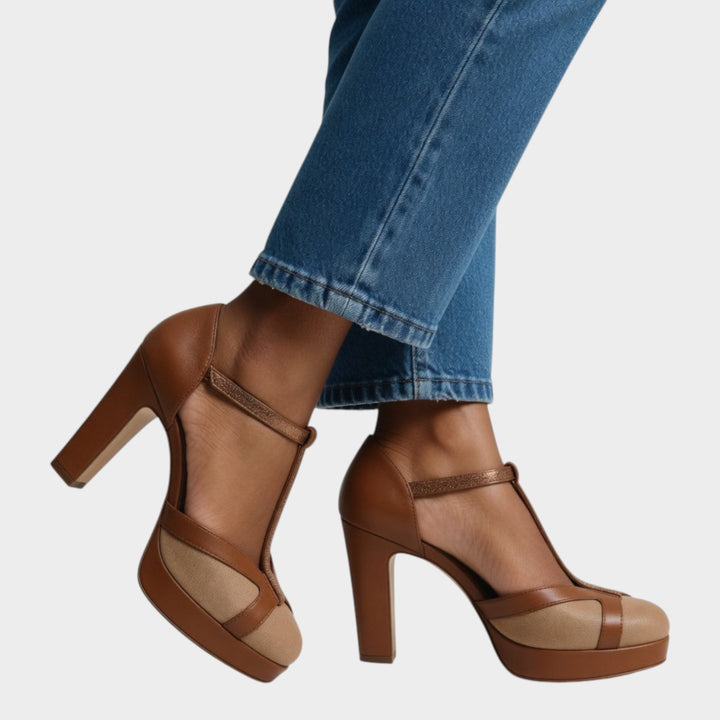 Leather Platform T-Bar Heels
