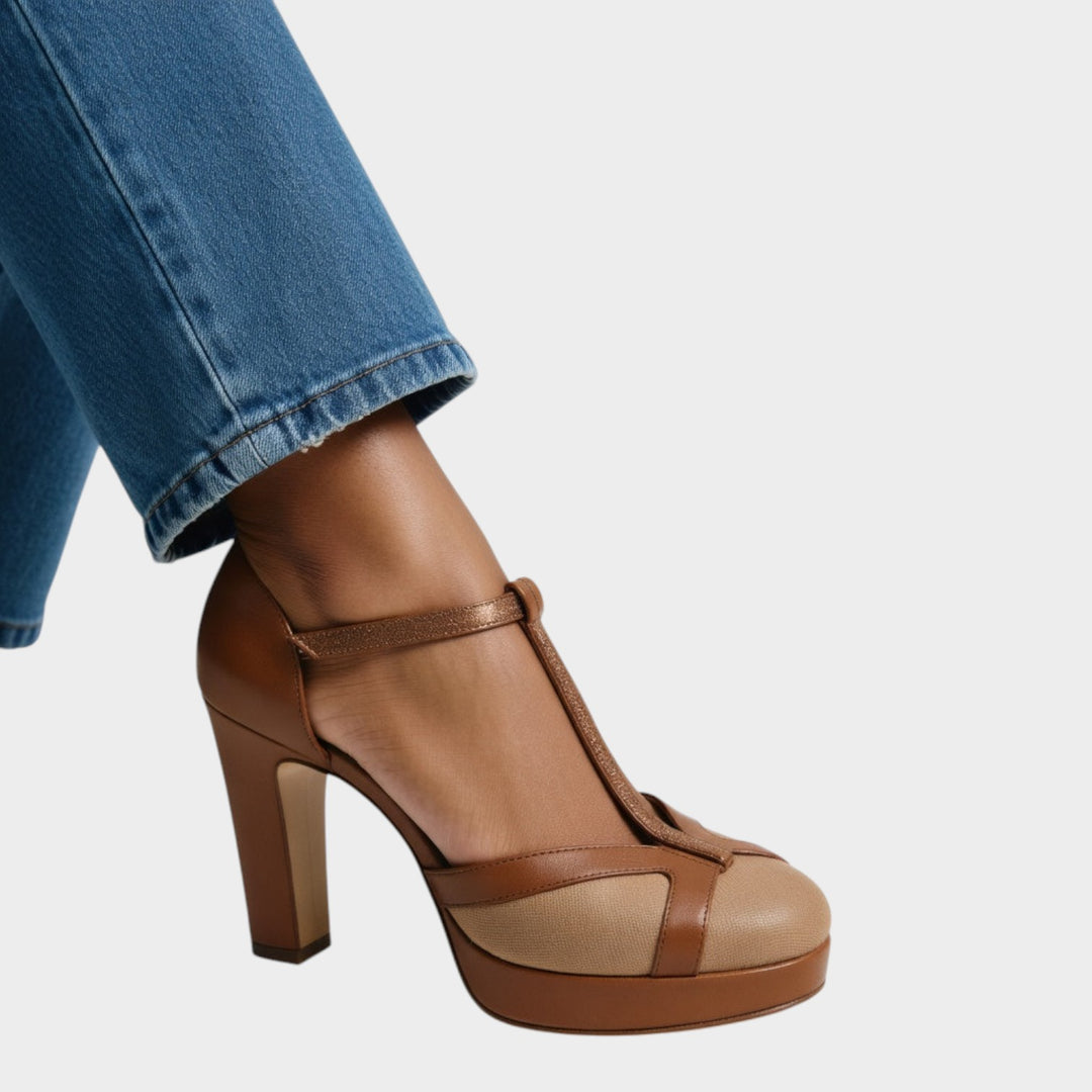Leather Platform T-Bar Heels