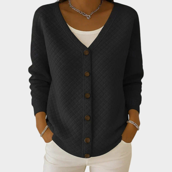 Women's Knit Cardigan Quilted Button Front