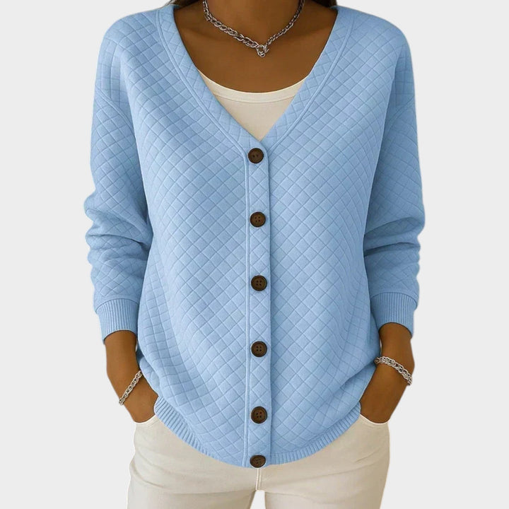Women's Knit Cardigan Quilted Button Front