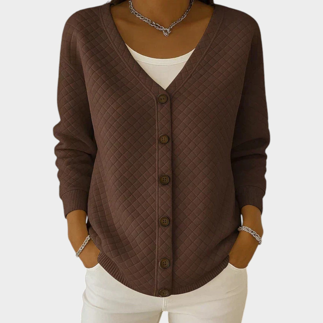 Women's Knit Cardigan Quilted Button Front