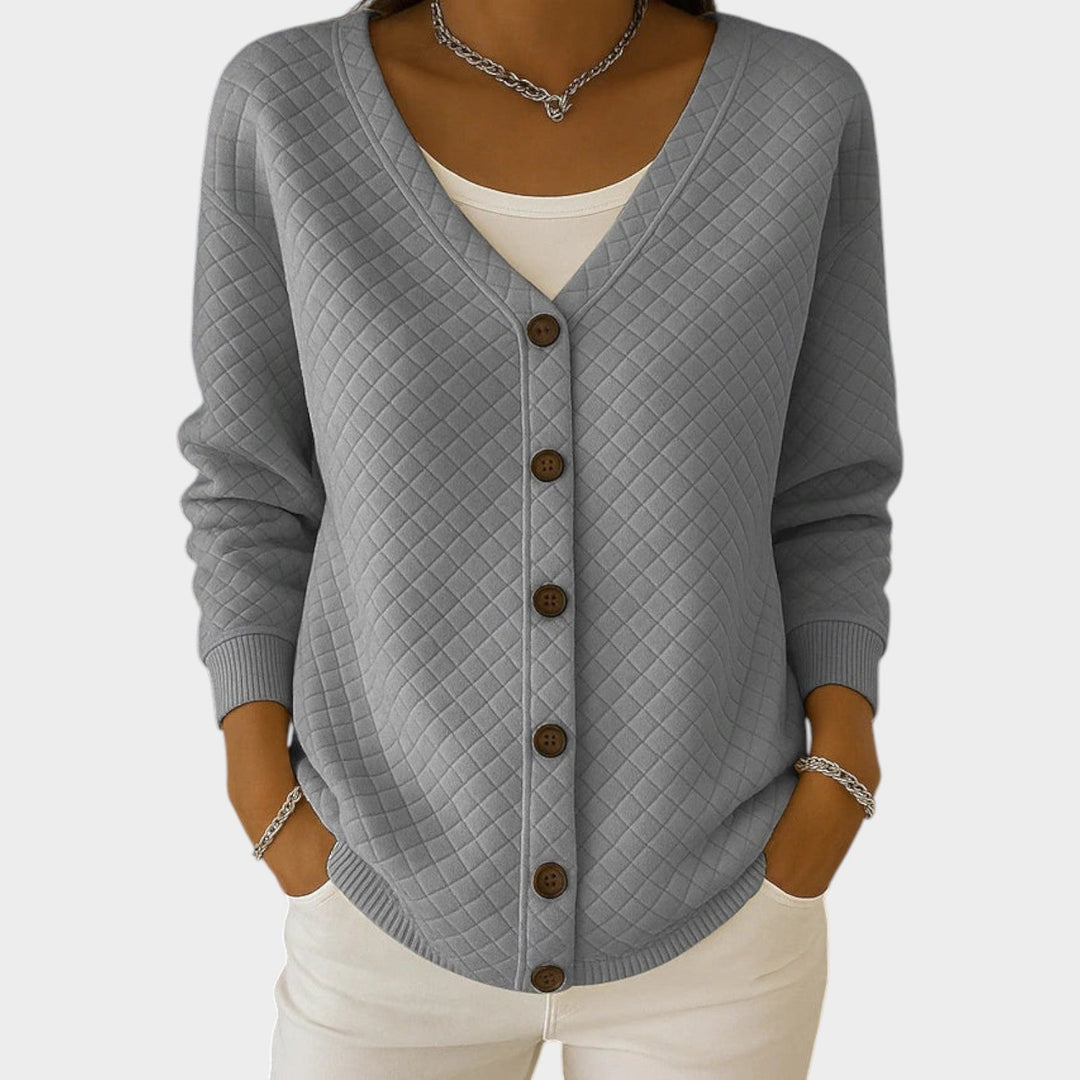 Women's Knit Cardigan Quilted Button Front