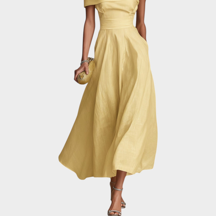 One-Shoulder Flowy Evening Dress